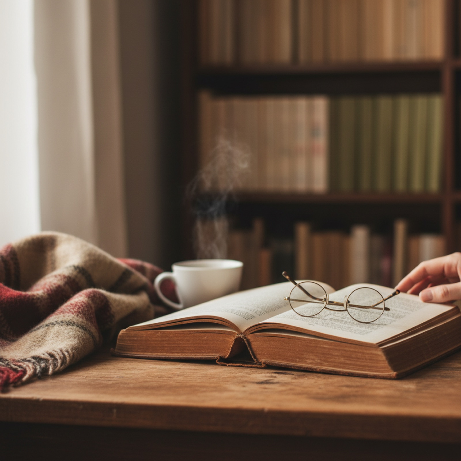 Un vieux livre relié ouvert sur un bureau en bois patiné — illustration de « Mon auteur du moment : Tatiana de Rosnay »