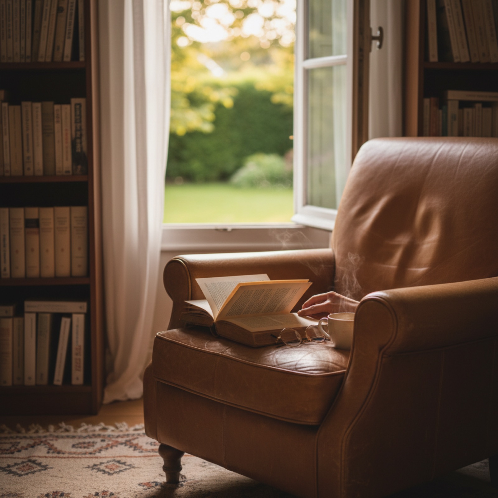 Un fauteuil en cuir dans une bibliothèque — illustration de « [Alpha Challenge] A comme Andersen »