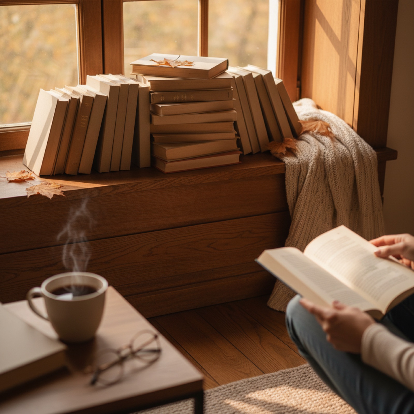 Une pile de classiques reliés aux tranches dorées près d'une fenêtre à croisillons — illustration de Chick lit anglaise, comédie romantique française : le match de la rentrée