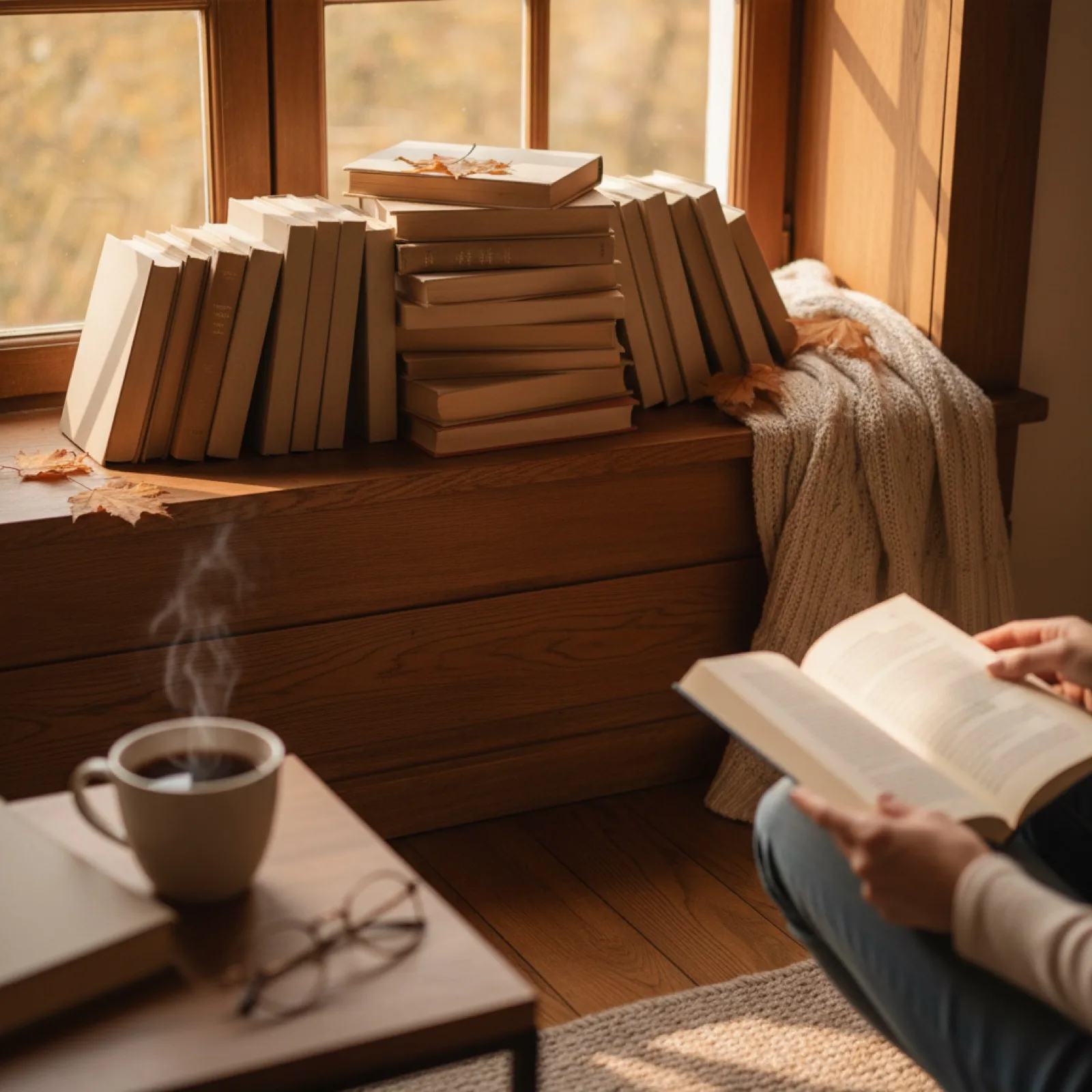 Une pile de classiques reliés aux tranches dorées près d'une fenêtre à croisillons — illustration de Chick lit anglaise, comédie romantique française : le match de la rentrée