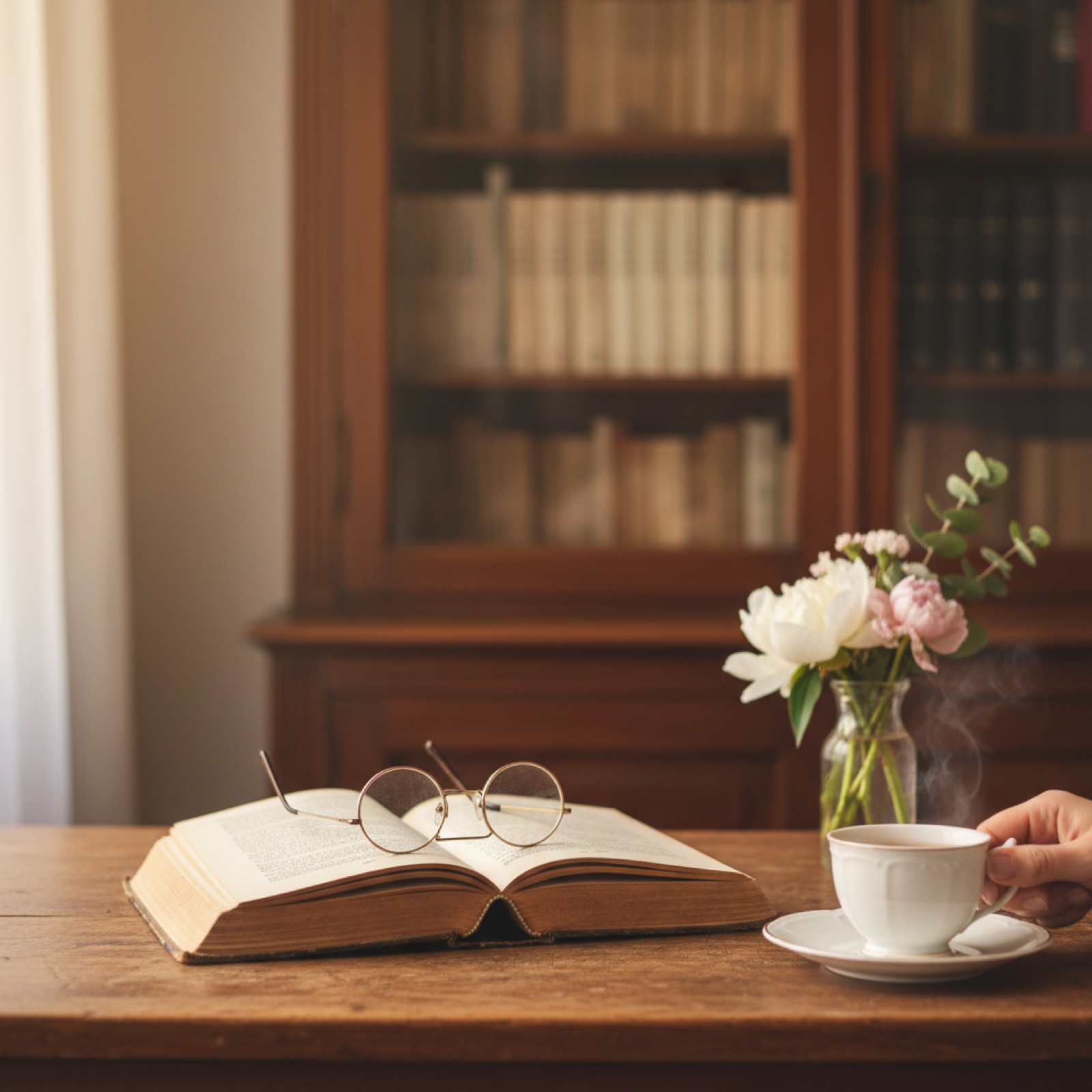 Un vieux livre relié ouvert sur un bureau en bois patiné — illustration de « TFMA : plus il y a de films, plus on rit (mes sagas préférées) »