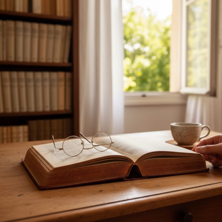 Un vieux livre relié ouvert sur un bureau en bois patiné — illustration de « TFMA : euh... je peux réécrire le scénario ? »