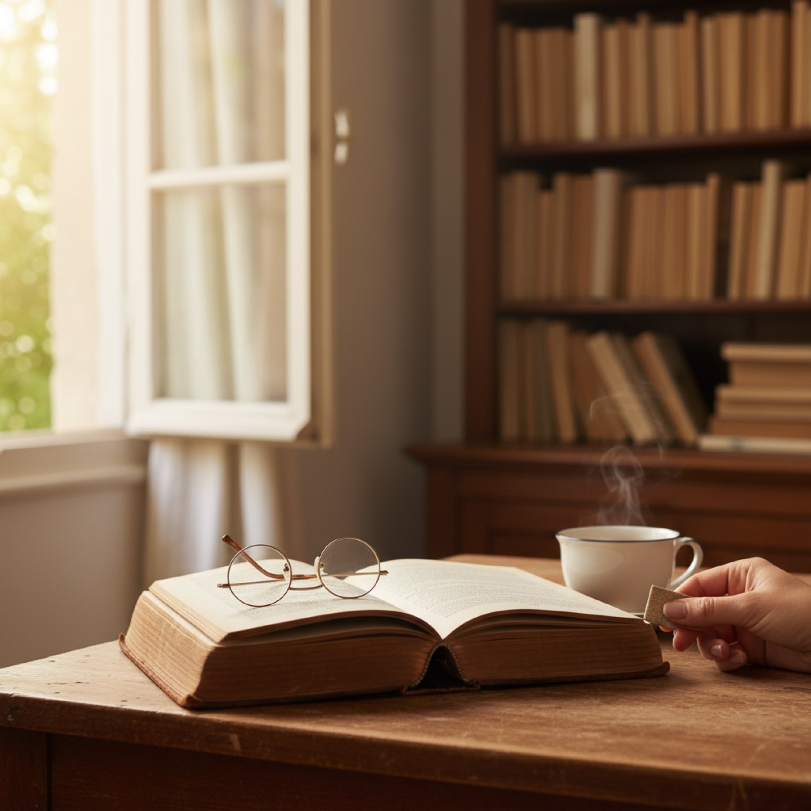 Un vieux livre relié ouvert sur un bureau en bois patiné — illustration de « TFMA : les affiches qui ont marqué les murs de ma chambre »
