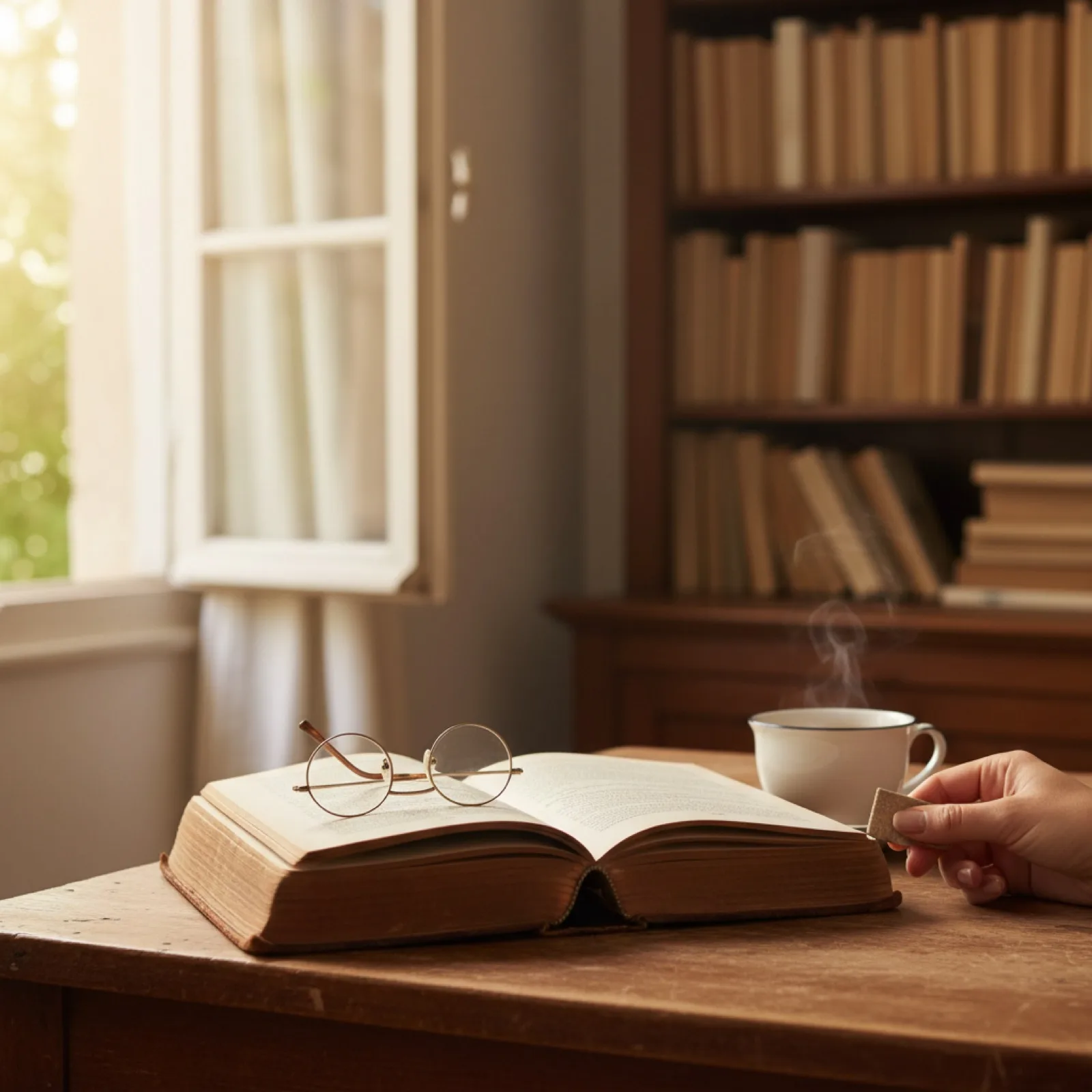 Un vieux livre relié ouvert sur un bureau en bois patiné — illustration de « TFMA : les affiches qui ont marqué les murs de ma chambre »