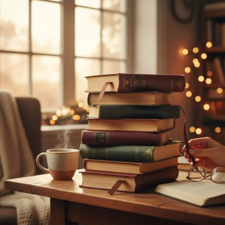 Une pile de classiques reliés aux tranches dorées près d'une fenêtre à croisillons — illustration de « Le livre d'abord ou le film d'abord ? Le dilemme éternel des adaptations »