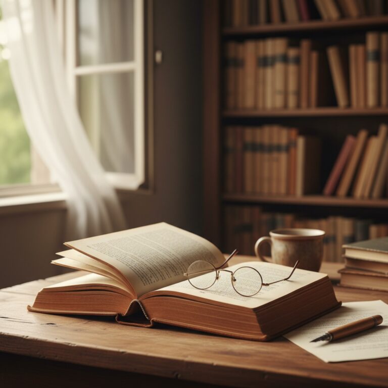 Un fauteuil en cuir dans une bibliothèque — illustration de « Les couvertures de livres, ou comment je me fais avoir chaque mois »