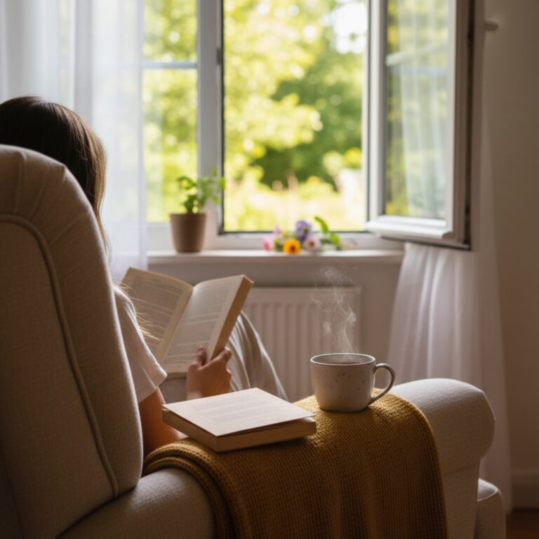 Un fauteuil moelleux près d'une fenêtre — illustration de « Le plus bel endroit du monde est ici, un café où l'on répare les gens »