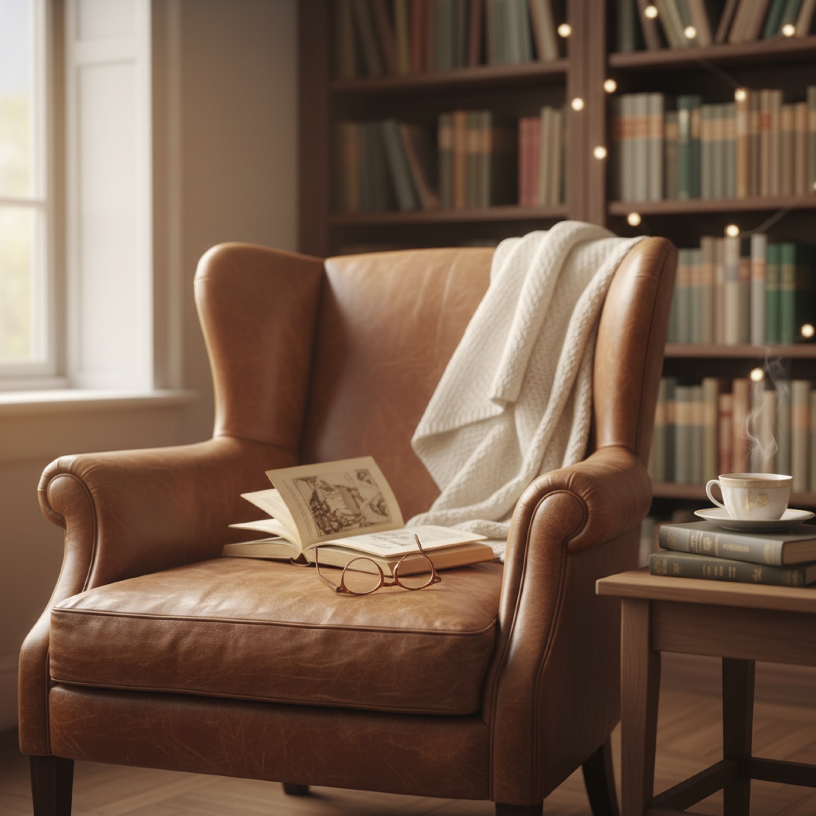 Un fauteuil en cuir dans une bibliothèque — illustration de « Les personnages secondaires, ces voleurs de vedette »