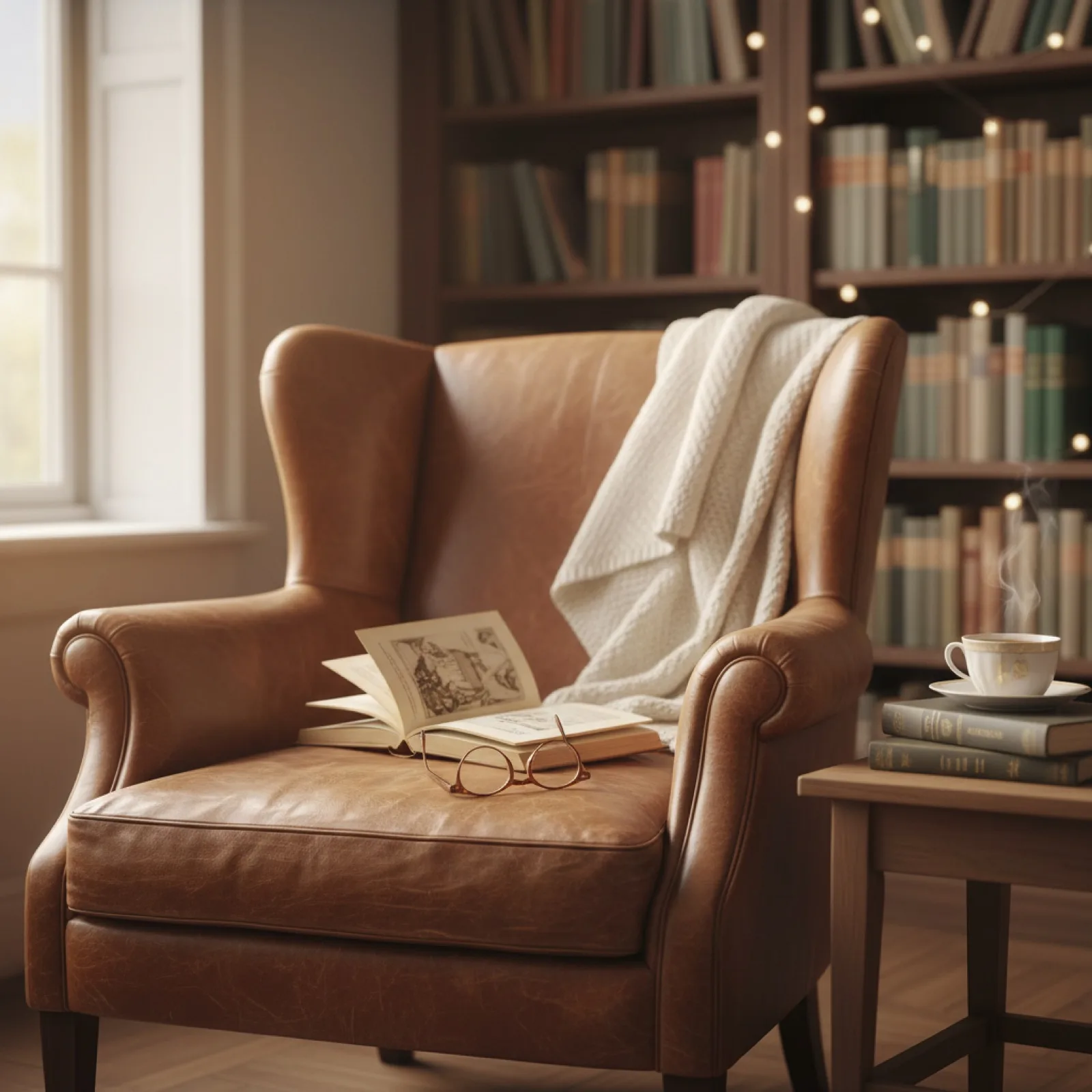 Un fauteuil en cuir dans une bibliothèque — illustration de « Les personnages secondaires, ces voleurs de vedette »