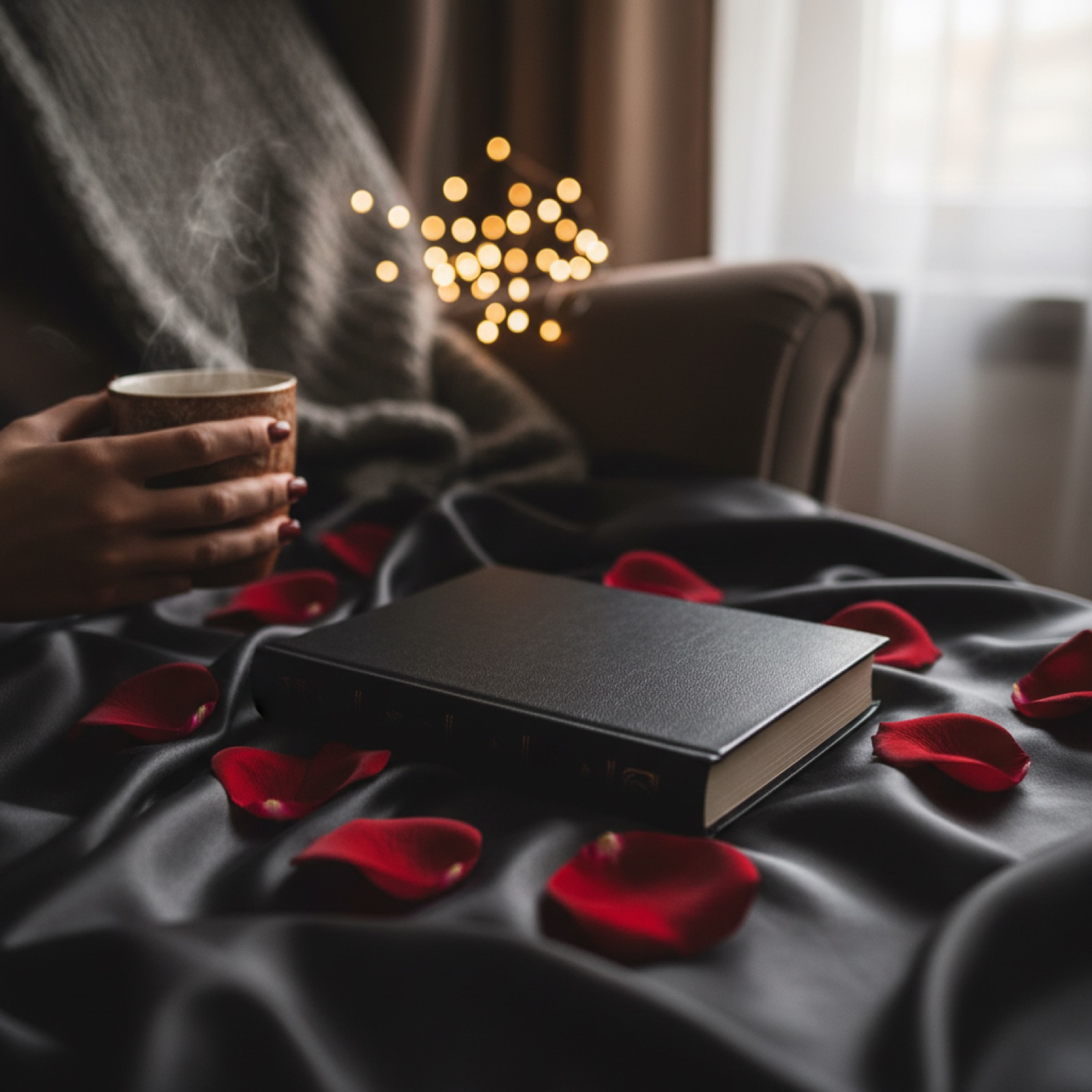 Un livre relié noir sur un drap de satin sombre — illustration de « [Mois scandinave] « Un jour glacé en enfer » d'Anne B. Ragde, la destruction passionnelle »
