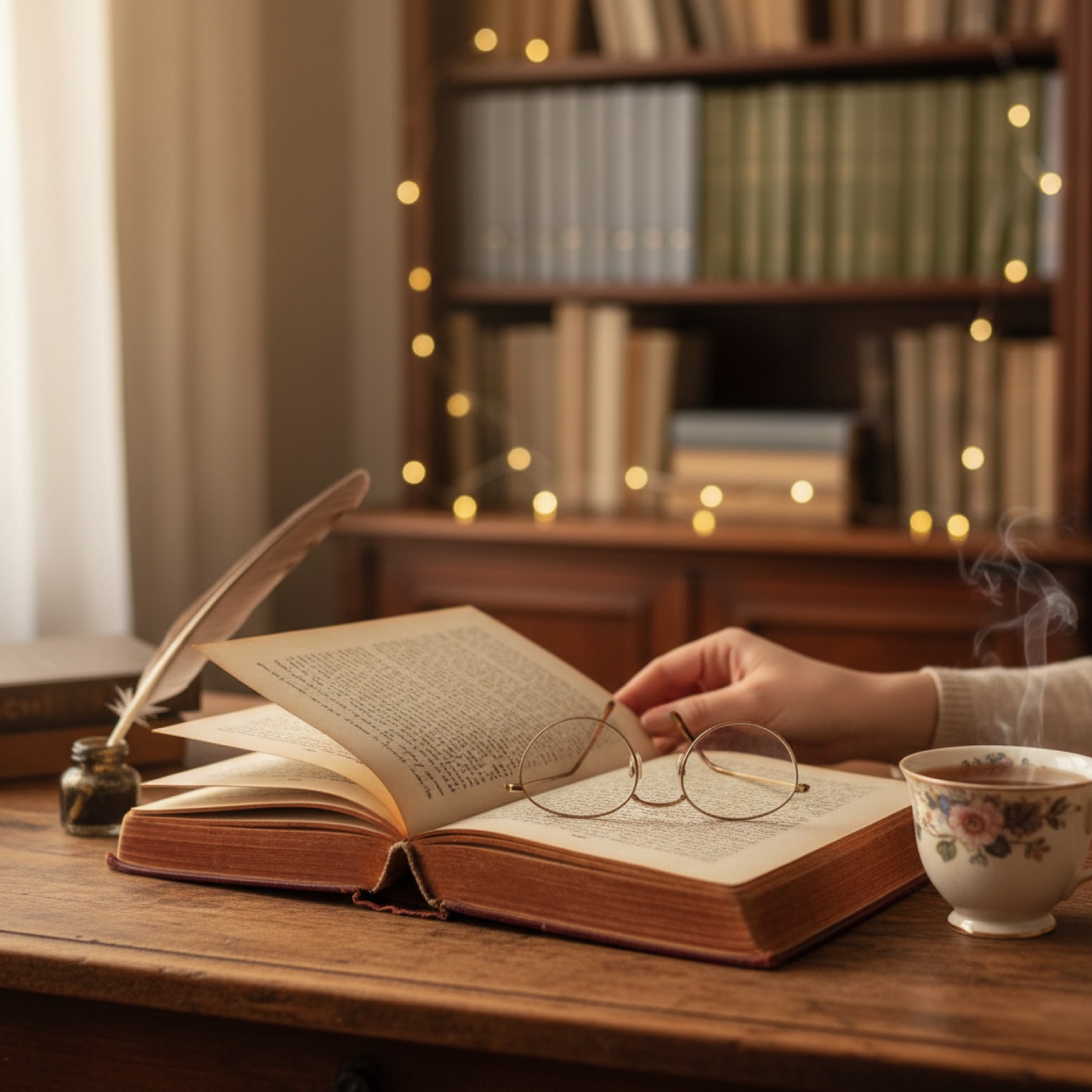 Un vieux livre relié ouvert sur un bureau en bois patiné — illustration de « Compter ses lectures, ou pas : ce qu'on retient vraiment d'une année »