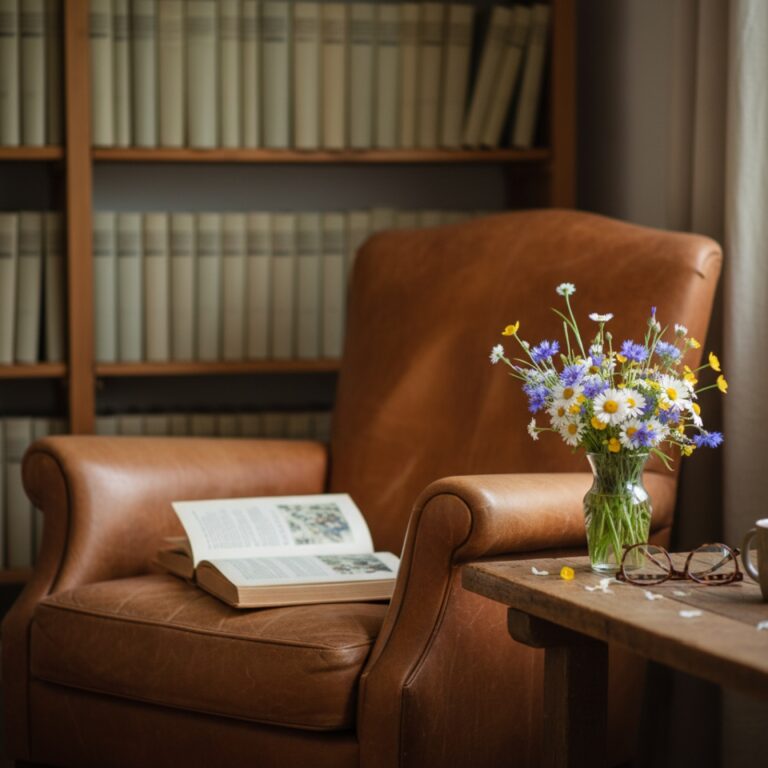 Un vieux livre relié ouvert sur un bureau en bois patiné — illustration de « « Fingers Crossed » des Part-Time Friends, premier album pop »