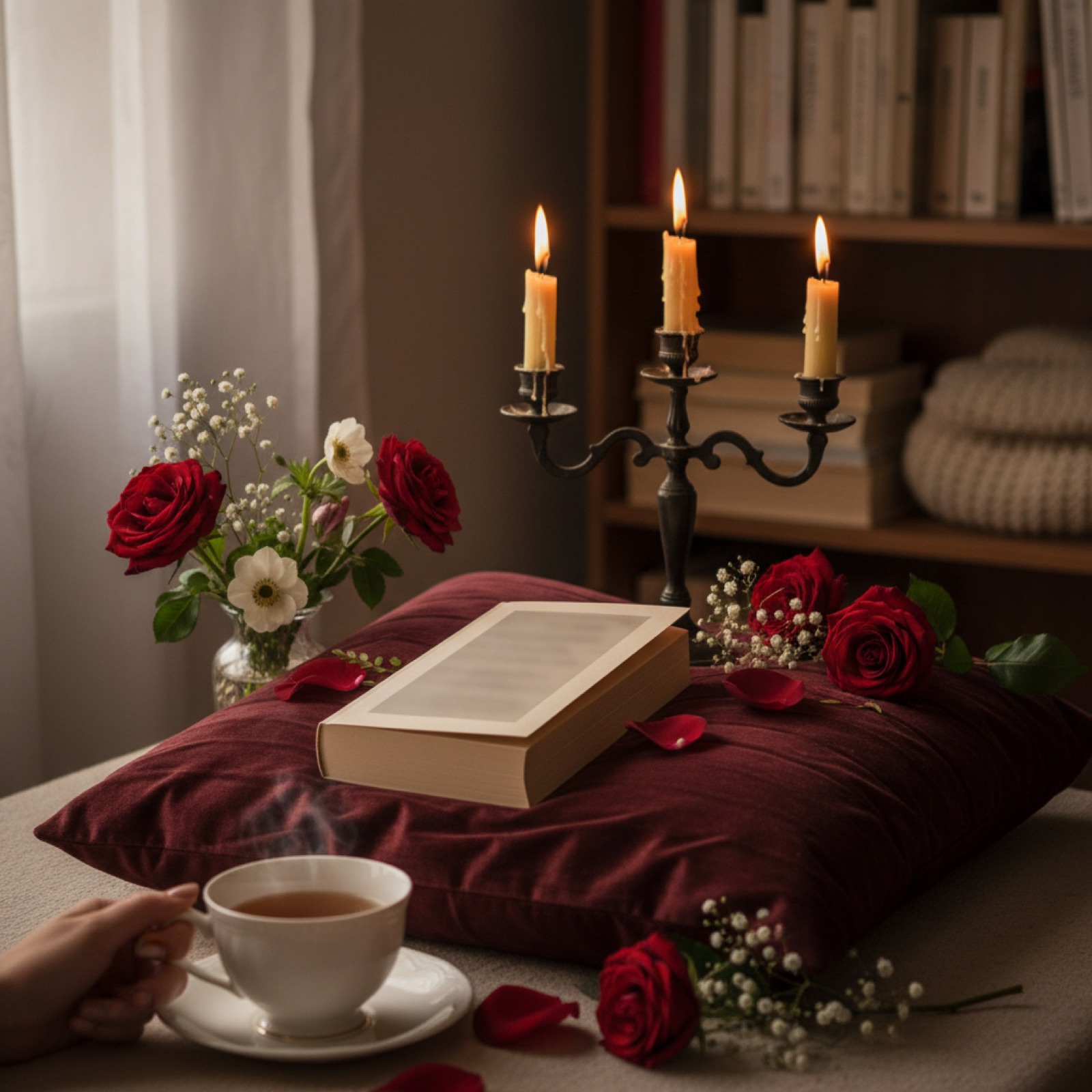 Un livre relié noir sur un drap de satin sombre — illustration de « « With You » : la dark romance française qui vous attrape à la gorge »