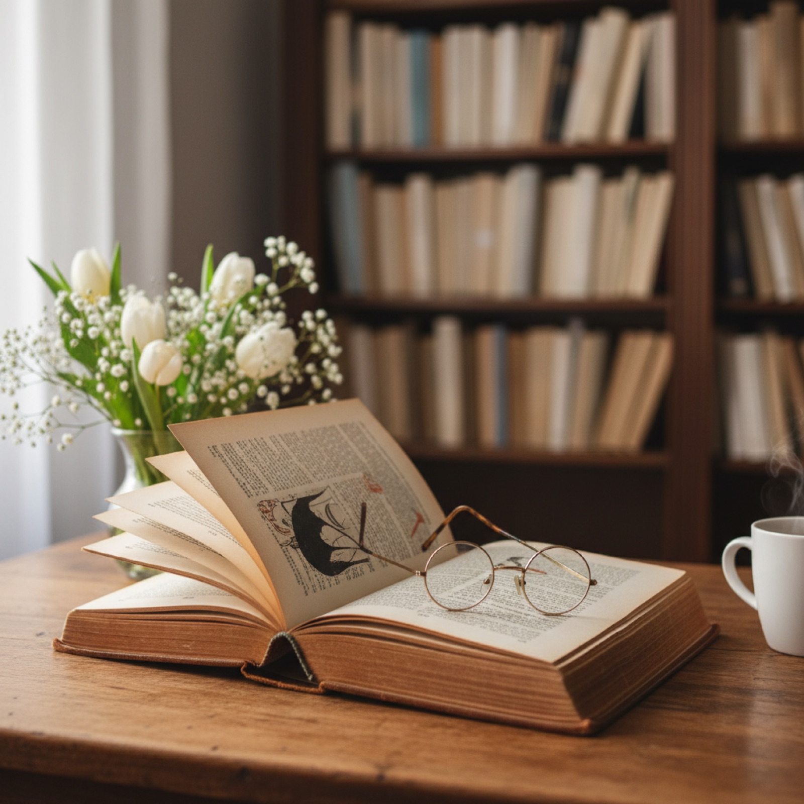 Un vieux livre relié ouvert sur un bureau en bois patiné — illustration de « Is it Love ?, quand un jeu de romance sur smartphone devient une collection de romans »