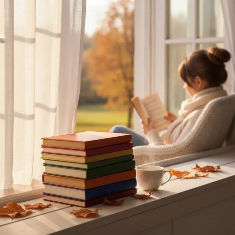 Une pile de romans aux tranches colorées sur un rebord de fenêtre — illustration de « « Love Lesson 2 » d'Emma Chase : le flirt d'été refait surface »