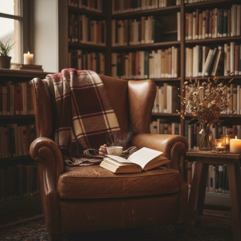 Un fauteuil en cuir dans une bibliothèque — illustration de « « Mansfield Park » ou le roman d'apprentissage de Jane Austen »