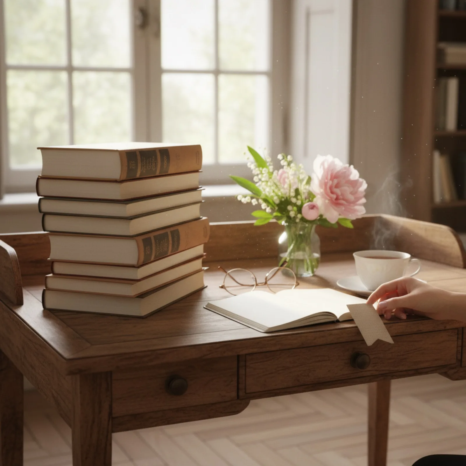 Une pile de classiques reliés aux tranches dorées près d'une fenêtre à croisillons — illustration de « « You know I'm no good » : ce qu'on appelle une fille à problèmes »