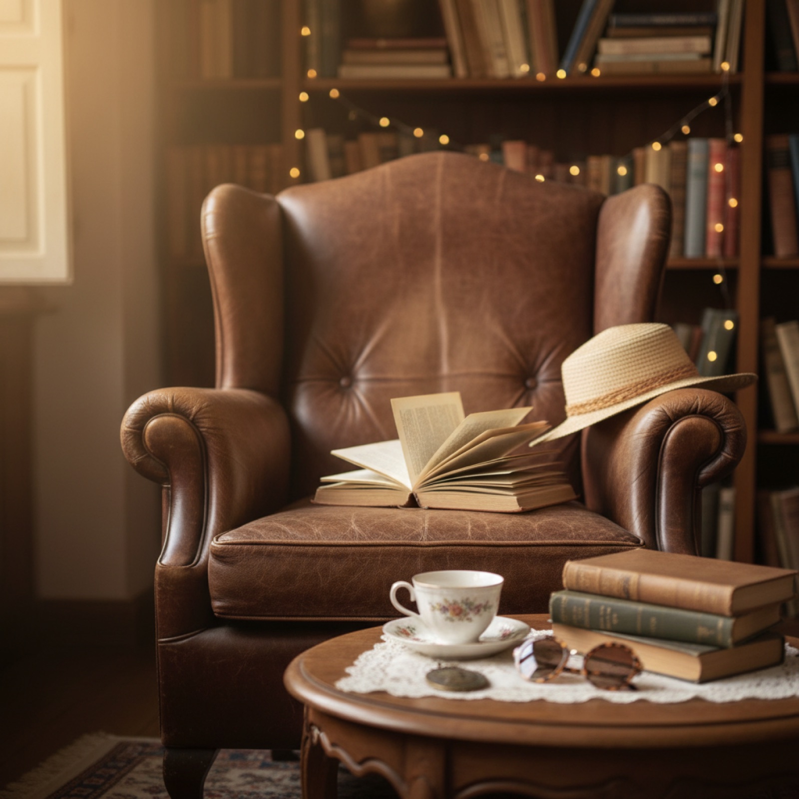 Un fauteuil en cuir dans une bibliothèque — illustration de À la conquête de sa liberté » : Sarah Ferguson, duchesse d'York et romancière