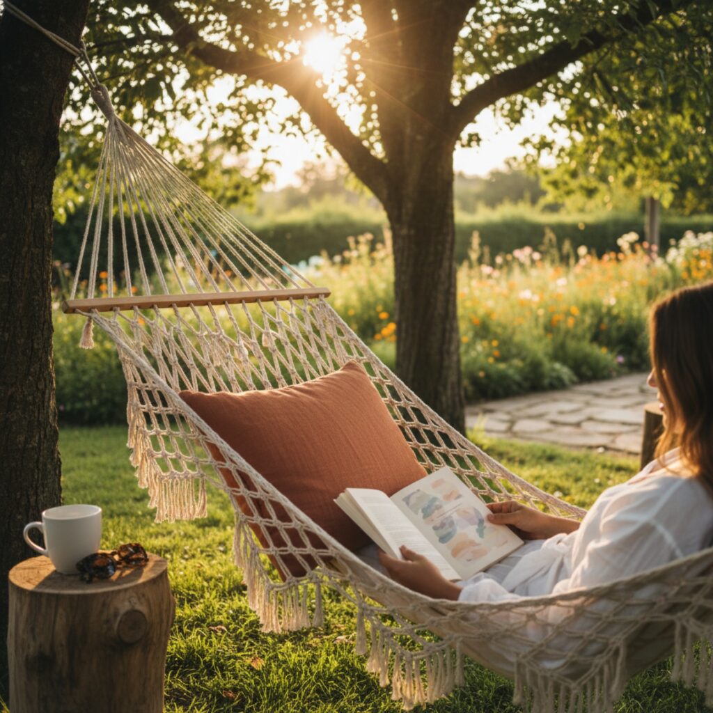 Un livre et une paire de chaussettes en laine sur un canapé — guide Livre feel-good : ma sélection de romans qui font vraiment du bien